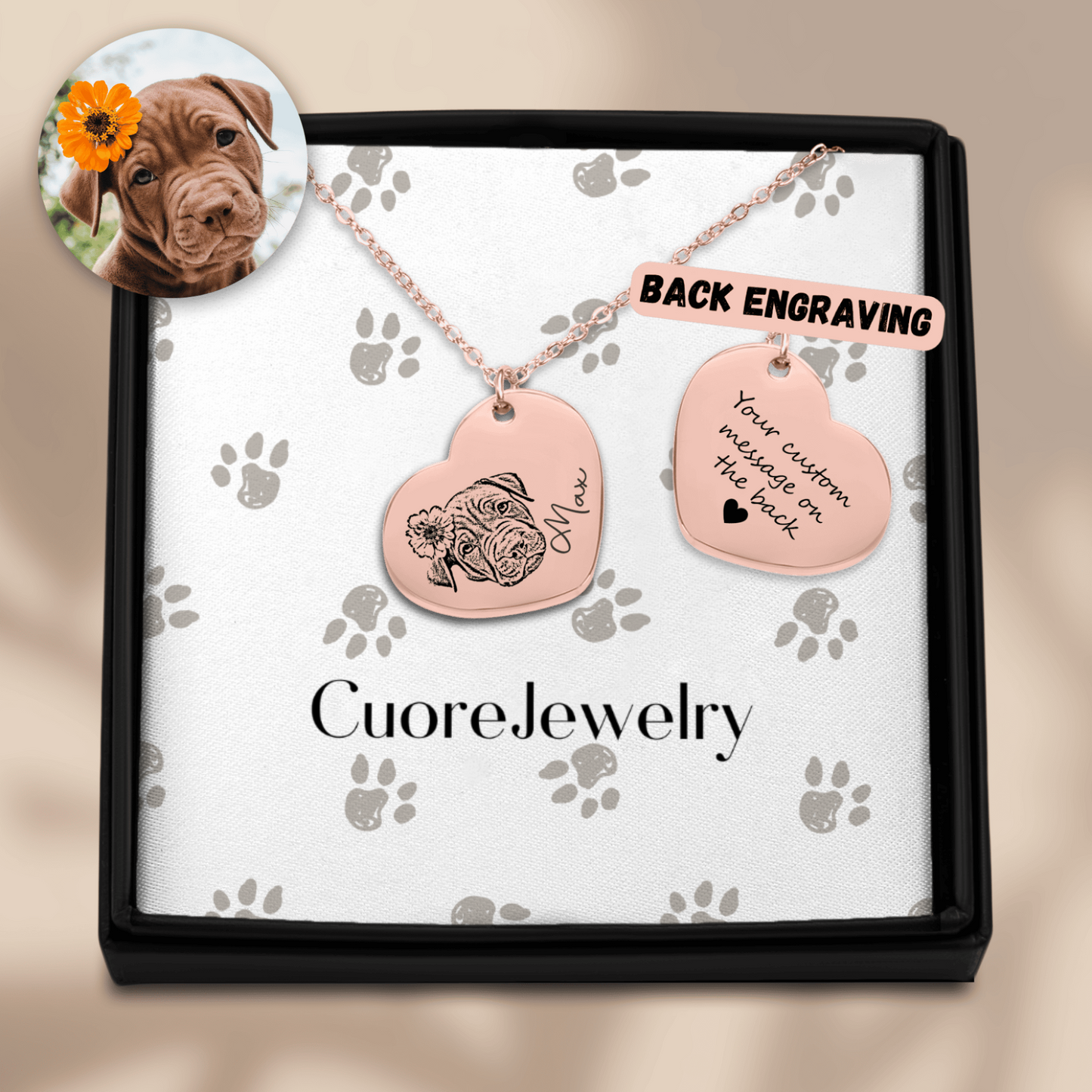 Collana cuore con cane