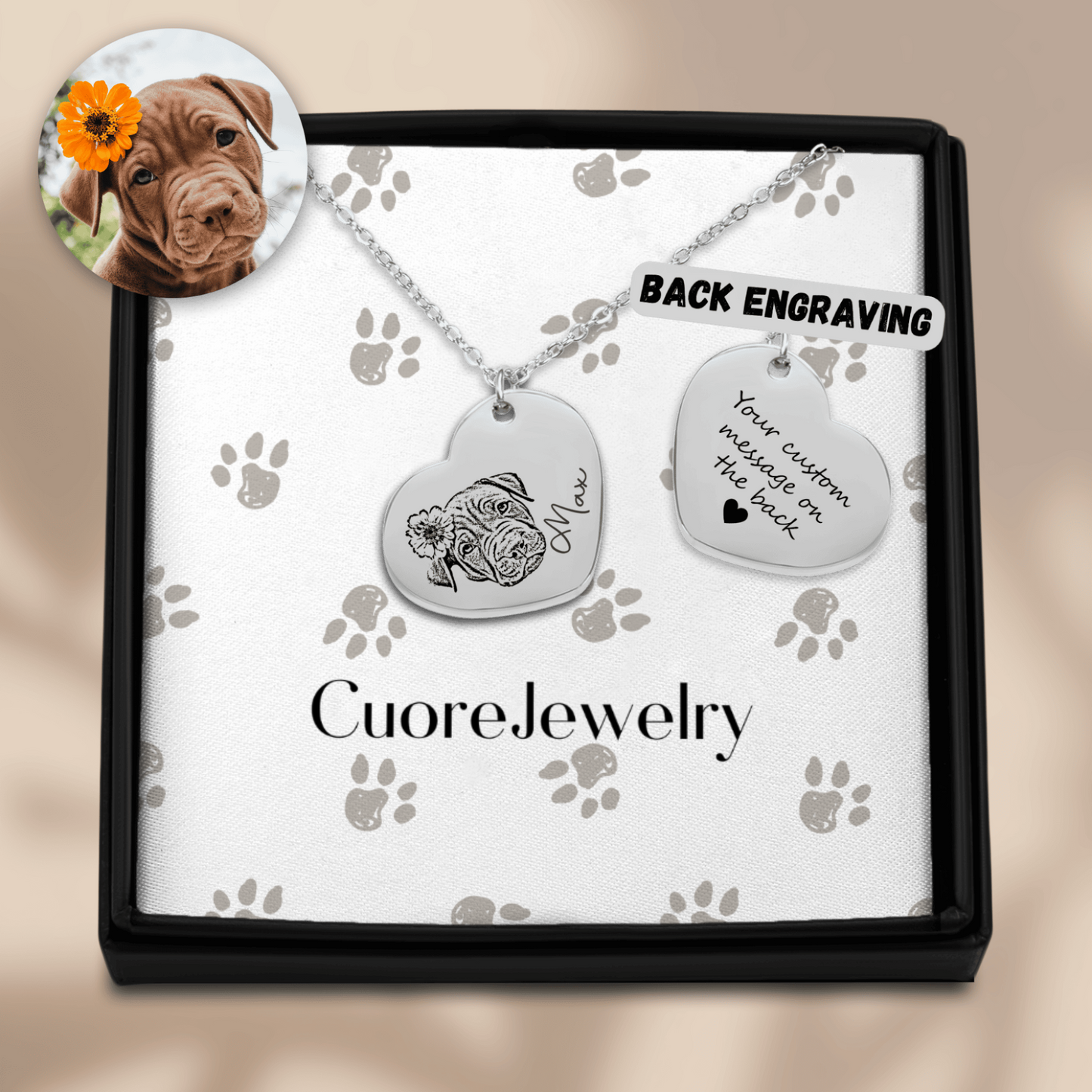 Collana cuore con cane